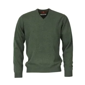 Laksen Yates V Neck Mens Lambswool Jumper - Forester