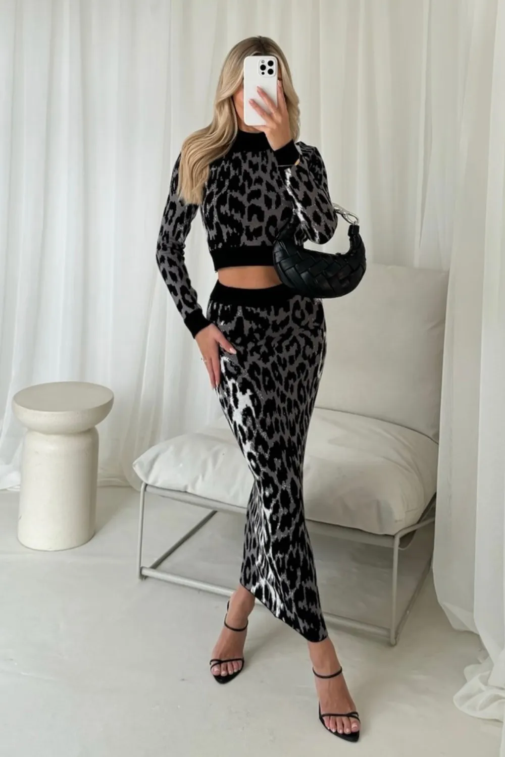 Lara grey leopard Knit Co-ord