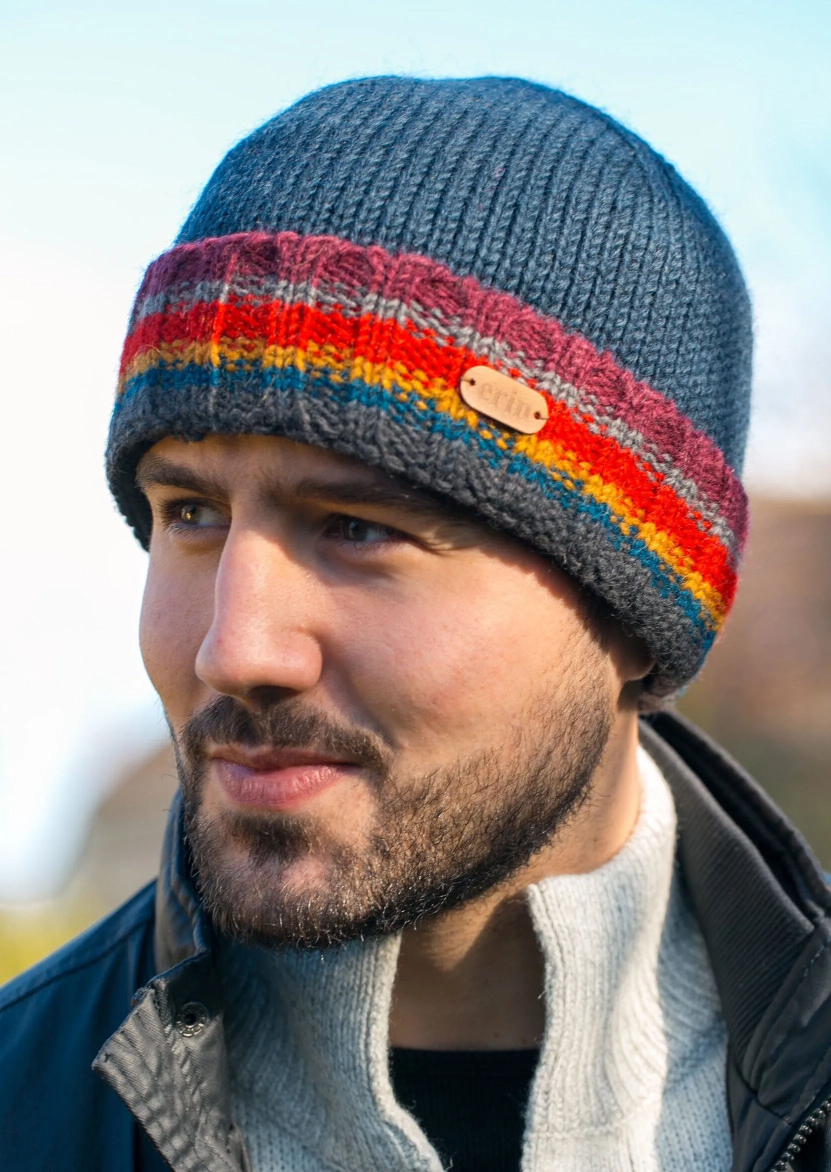 Men's Rib Pullon Hat | Blue Red