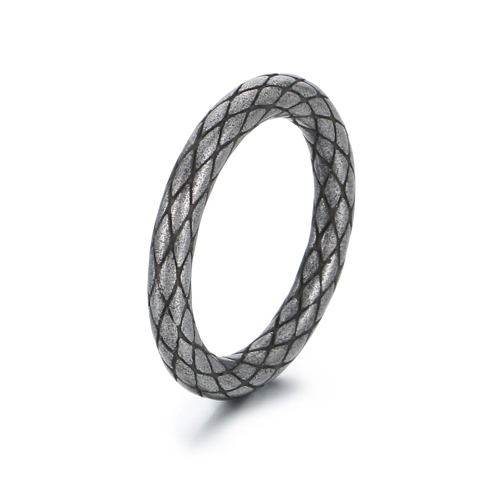 Men's Textured Titanium Stainless Steel Ring - Durable and Stylish Band