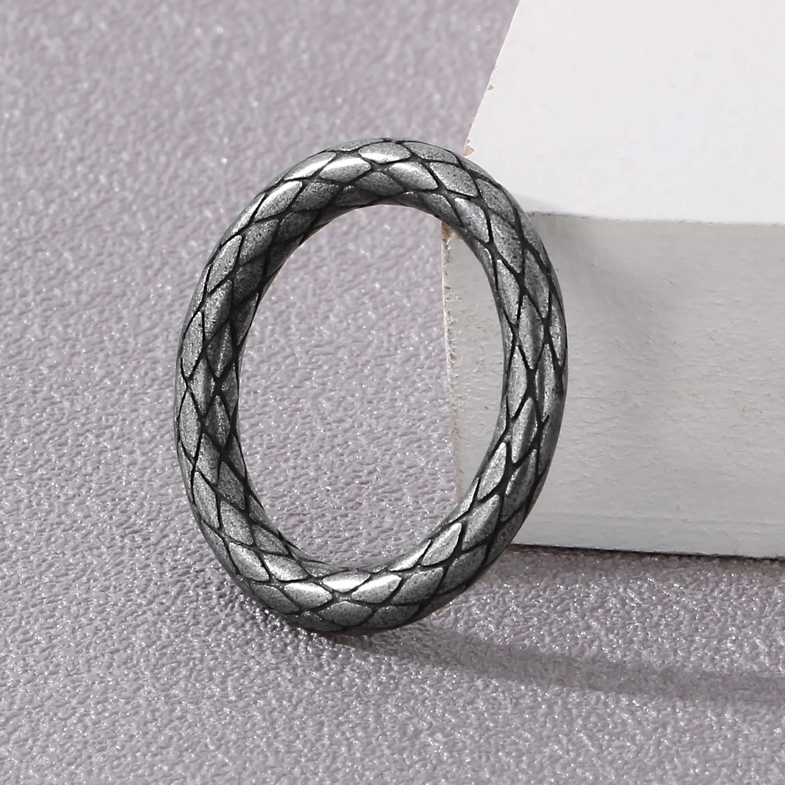 Men's Textured Titanium Stainless Steel Ring - Durable and Stylish Band