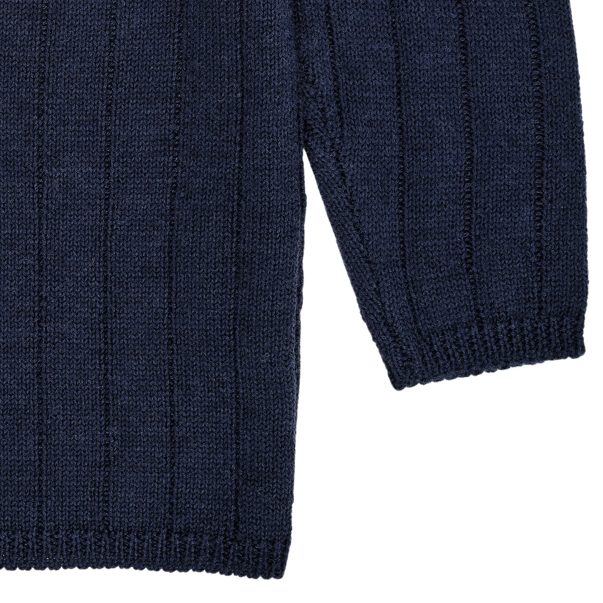 MERINO KNITTED CARDIGAN W. WIDE RIB - NAVY