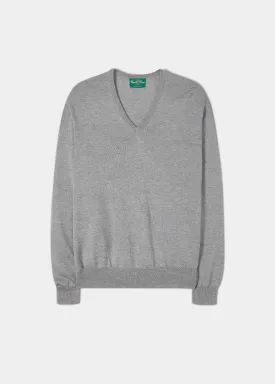 Millbreck Men's Merino Wool Jumper in Light Grey Mix - Regular Fit