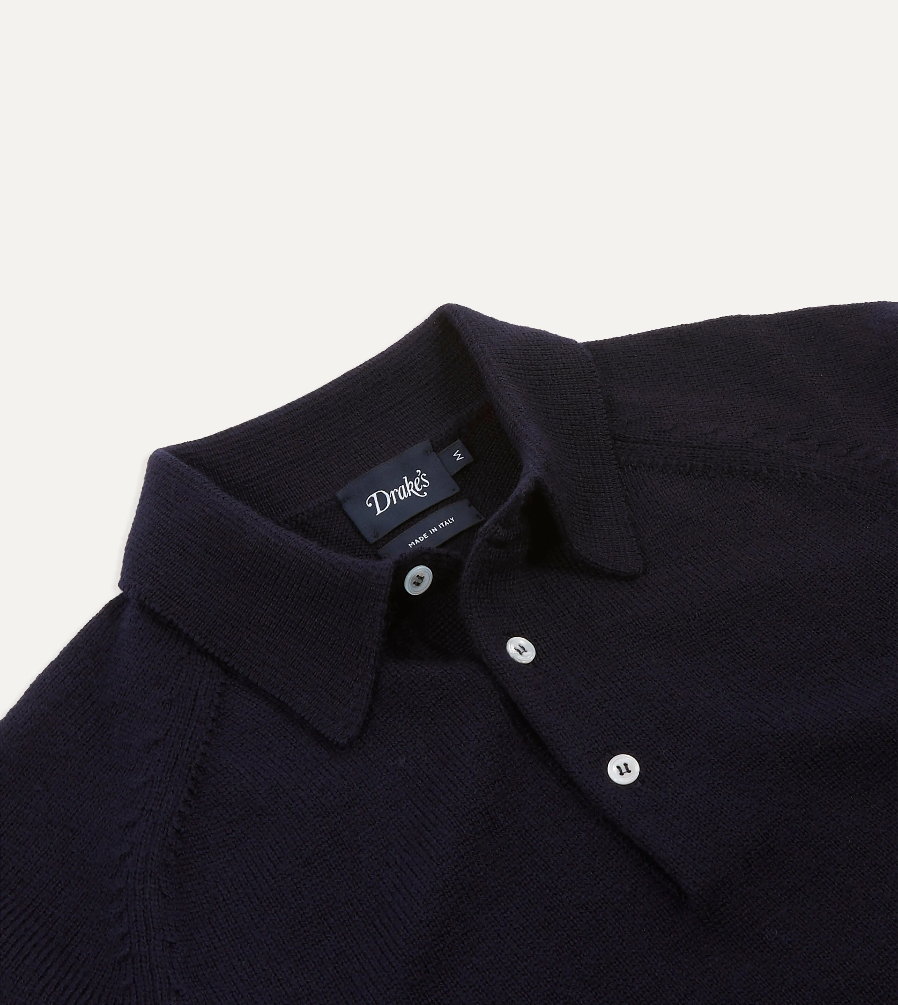 Navy Merino Wool Knitted Polo