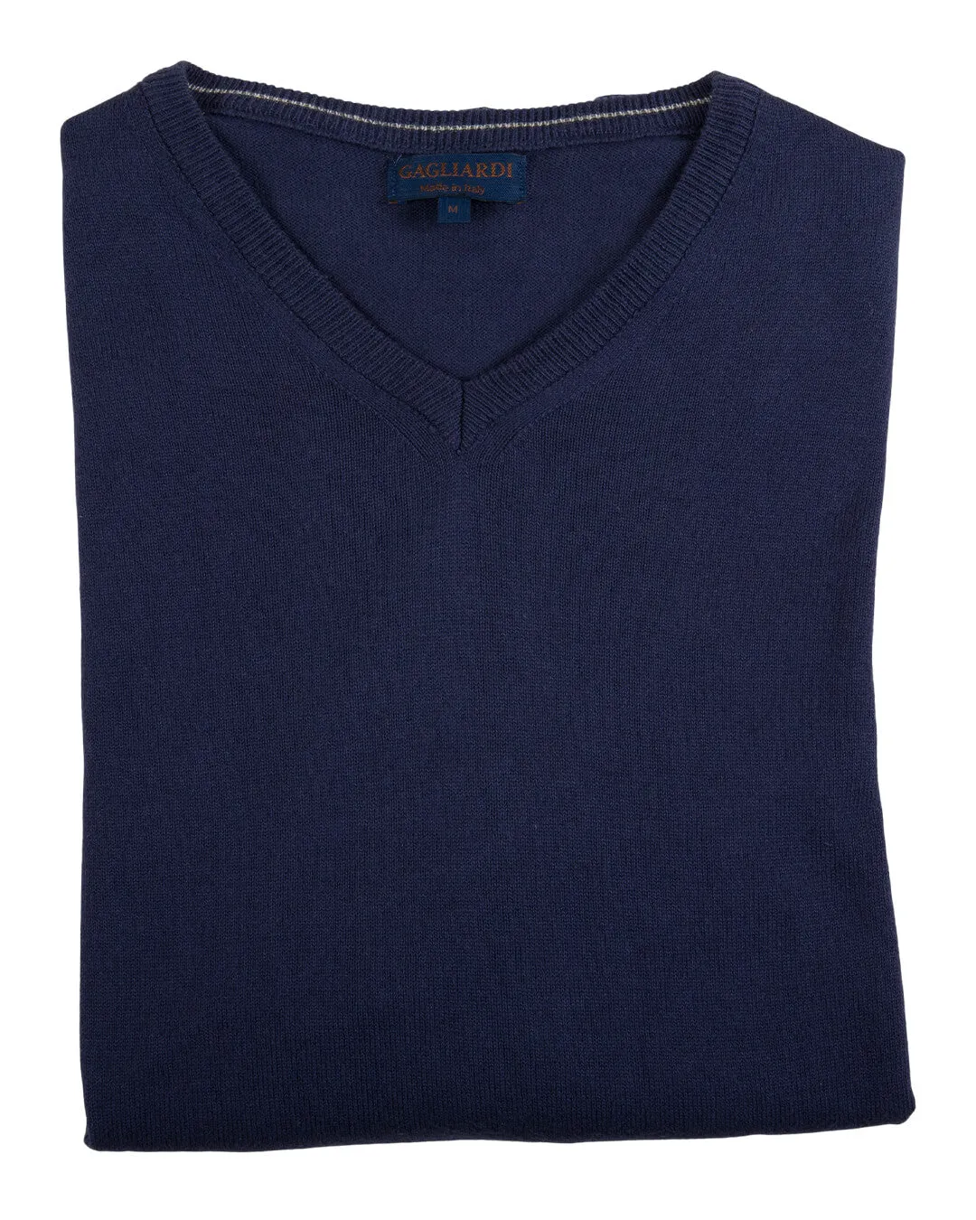 Navy V-Neck Cotton Cashmere Jumper