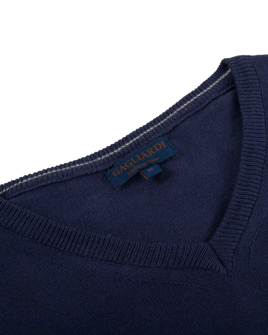 Navy V-Neck Cotton Cashmere Jumper