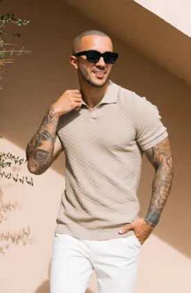 Nerano Slim Knit Polo in Taupe