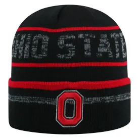 Ohio State Buckeyes TOW Black Striped "Effect" Style Cuffed Knit Beanie Cap