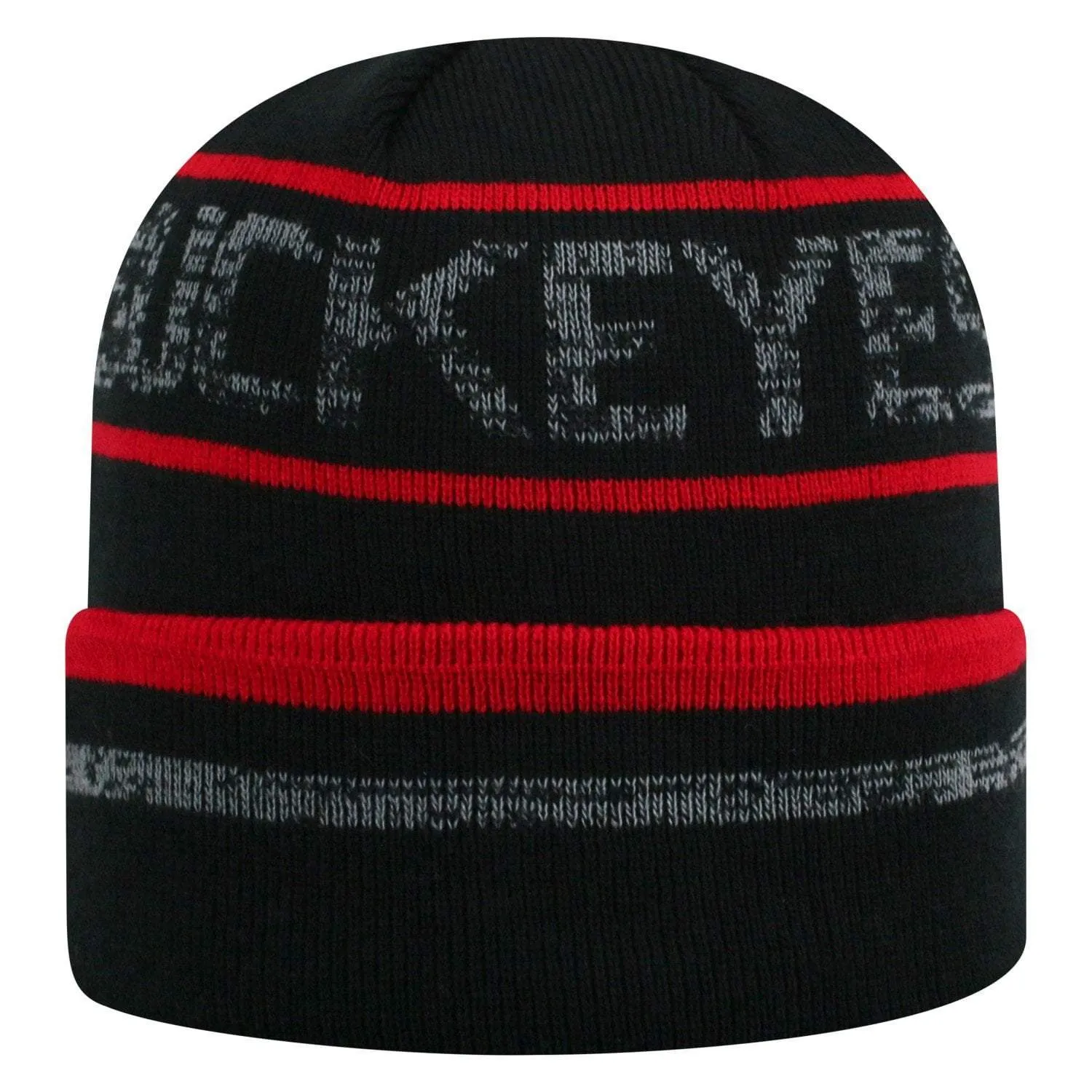 Ohio State Buckeyes TOW Black Striped "Effect" Style Cuffed Knit Beanie Cap