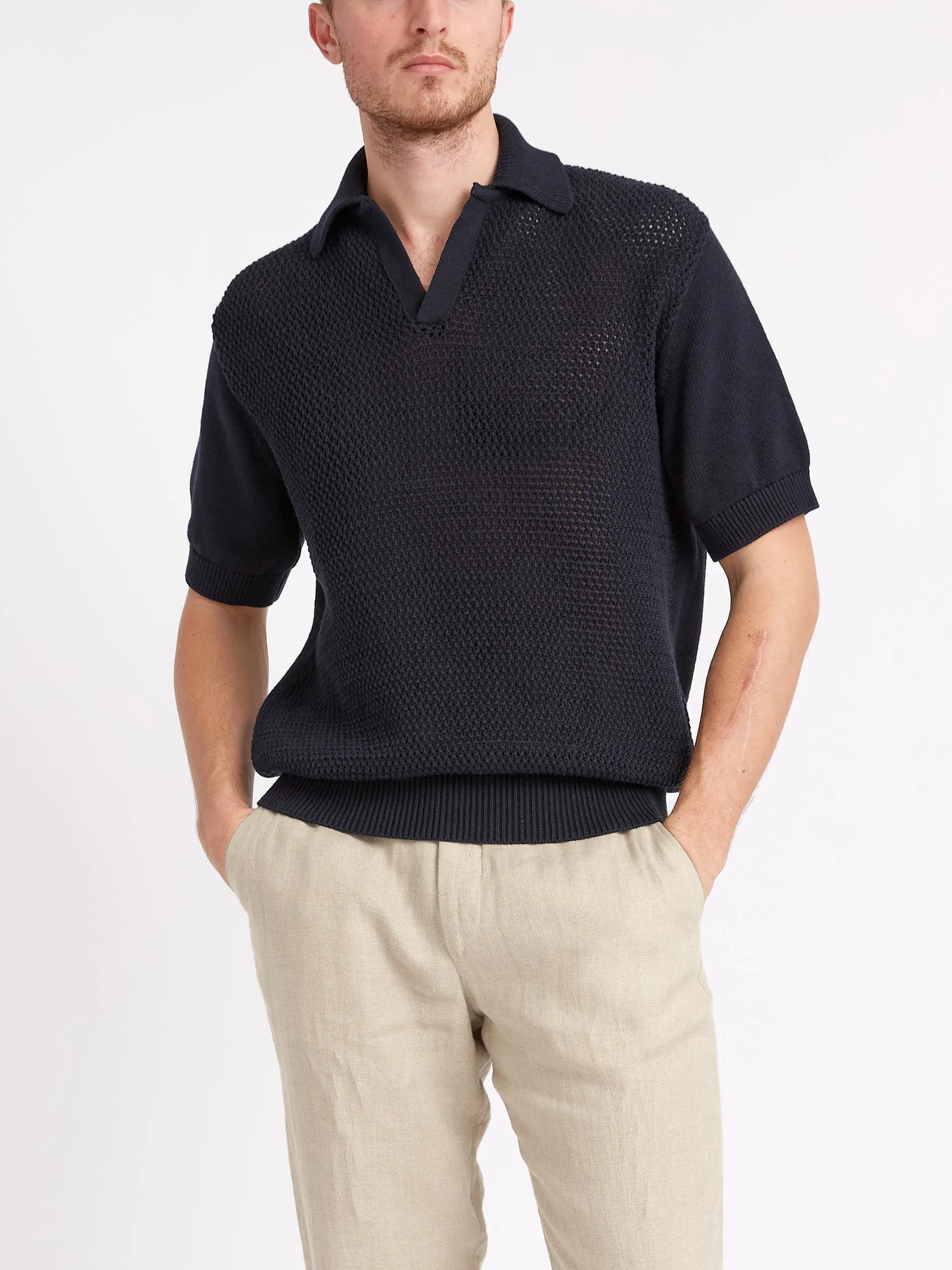 Oliver Spencer Short Sleeve Penhale Polo Shirt Navy