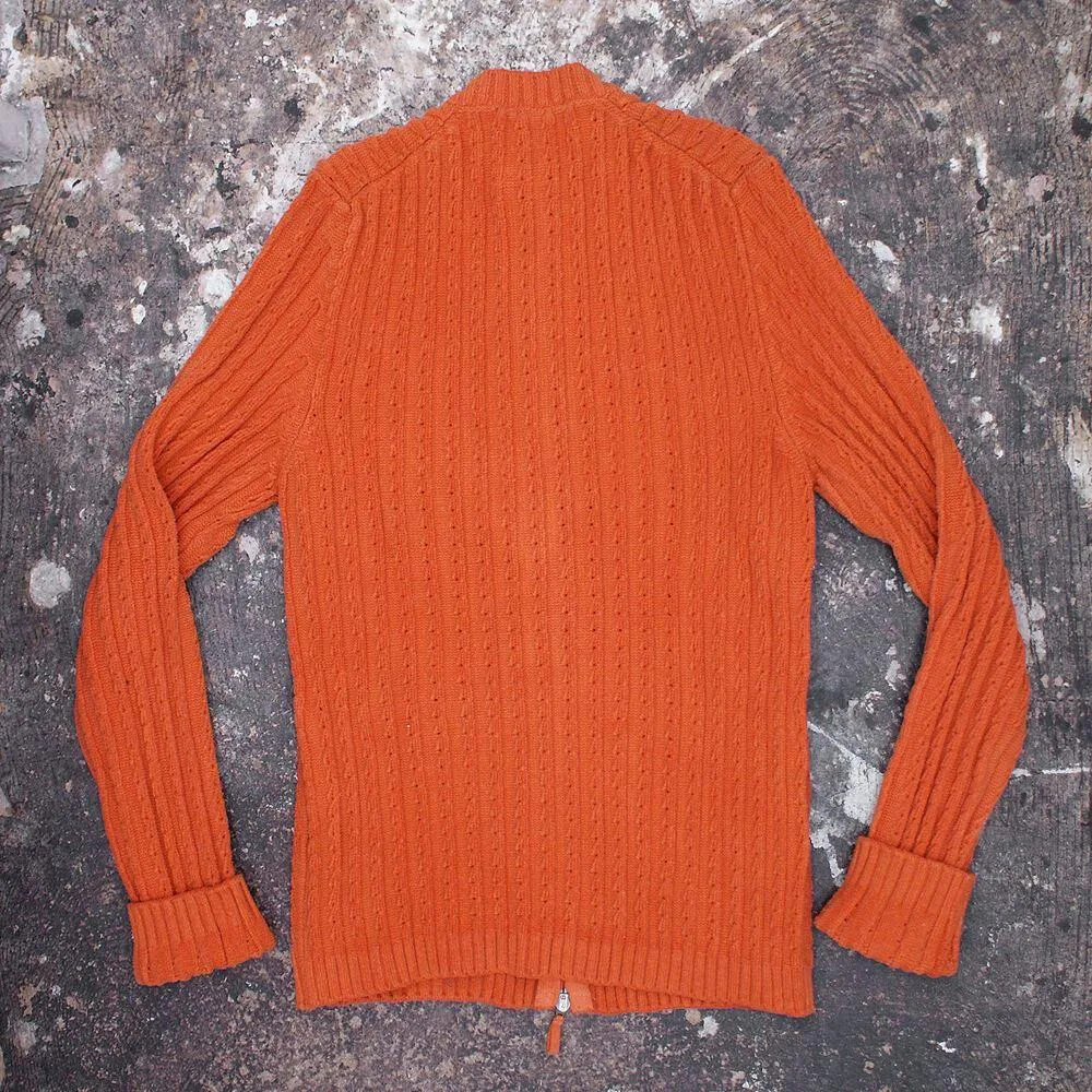 Orange Zip Through Knitwear