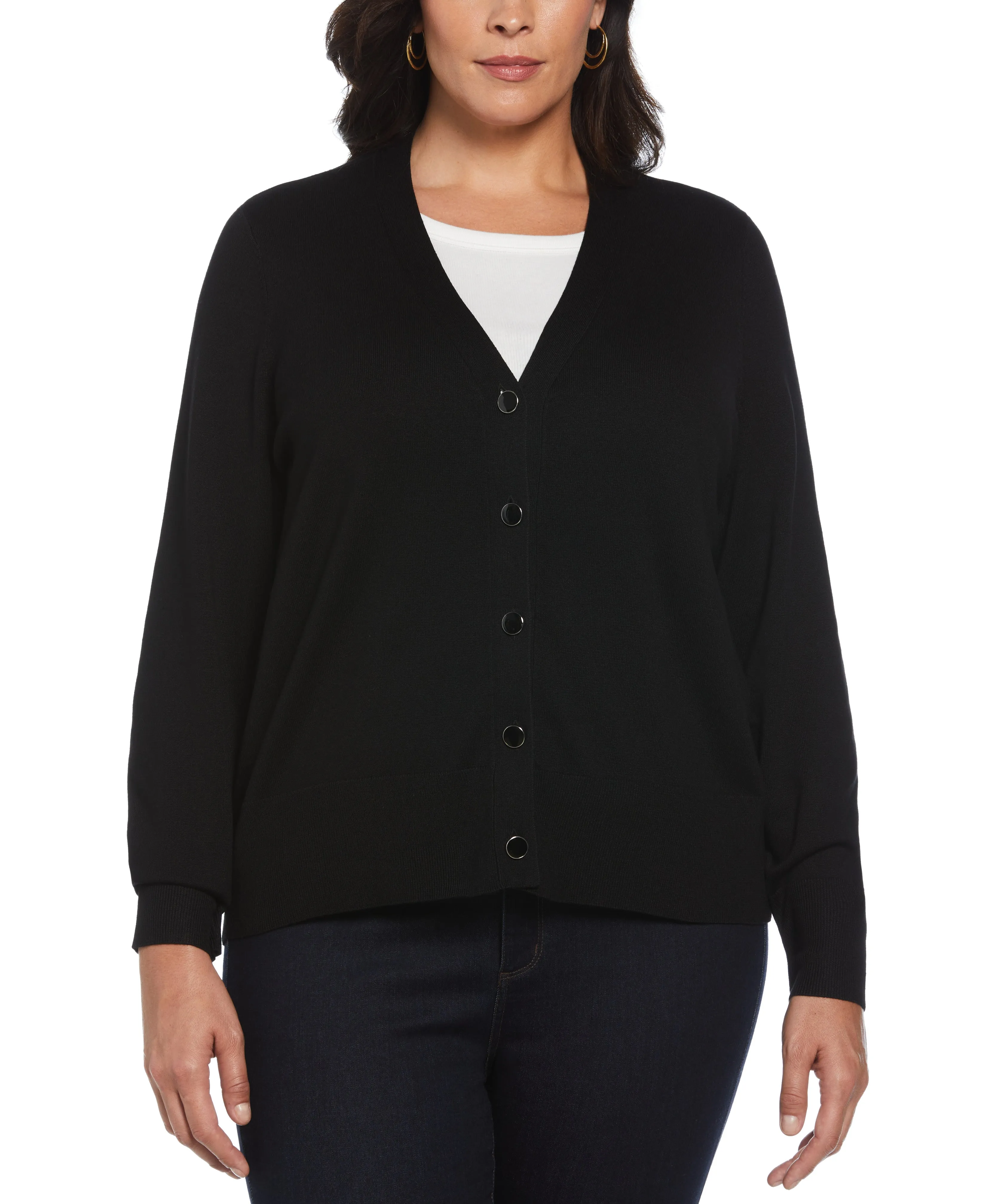 Plus Size Enamel Button Cardigan Sweater