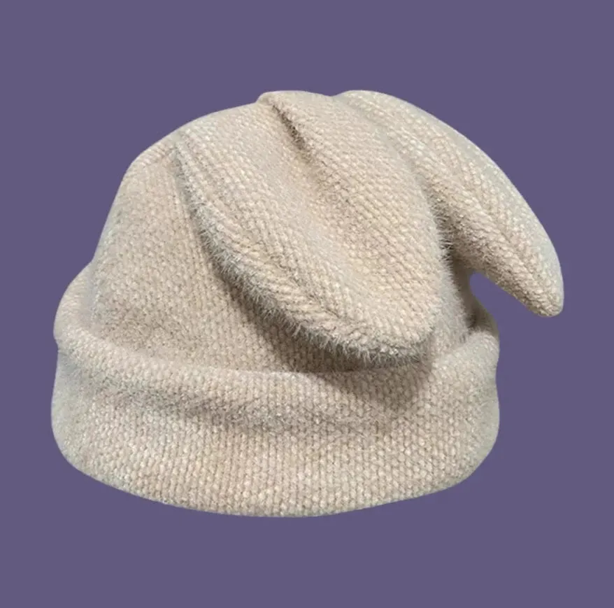 Plush Rabbit Ears Wool Pile Hat