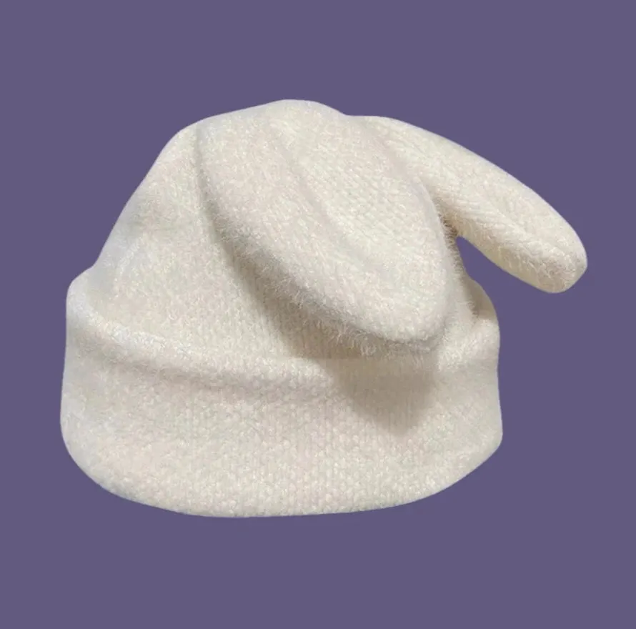 Plush Rabbit Ears Wool Pile Hat