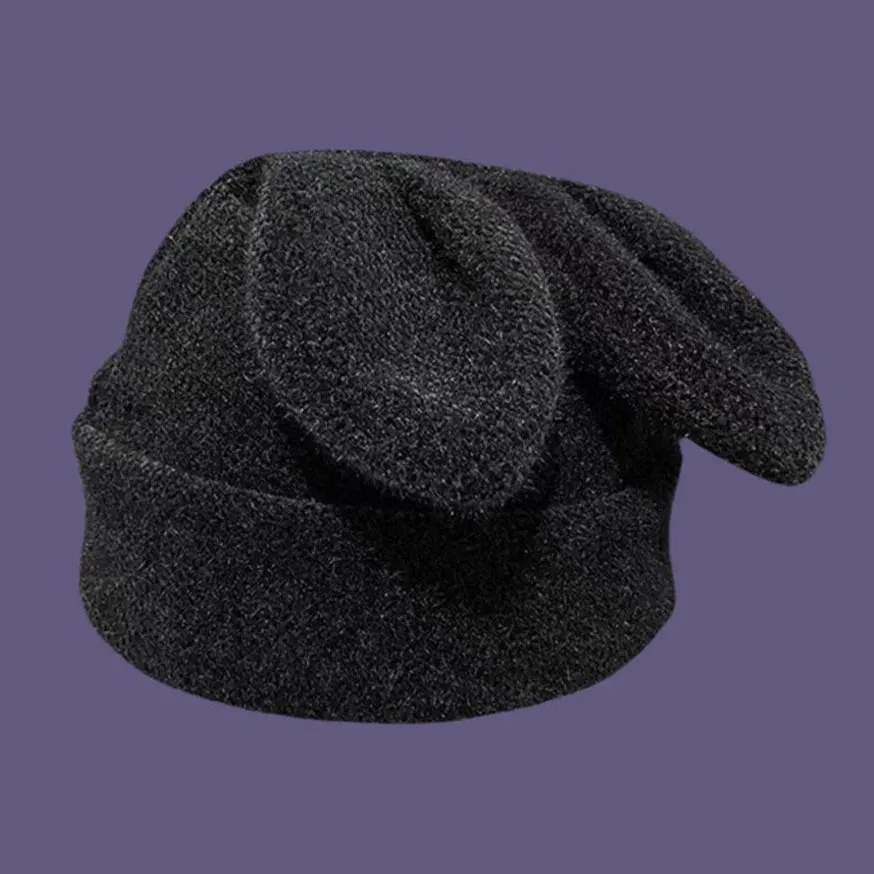 Plush Rabbit Ears Wool Pile Hat