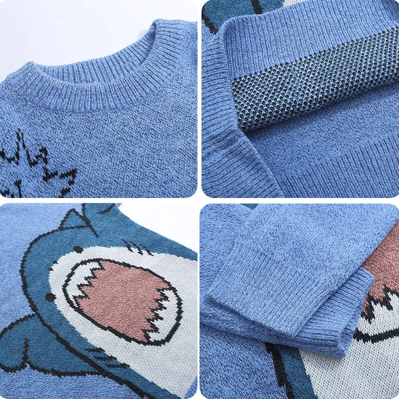 PopFlying Warm Jacquard Sweater Shark