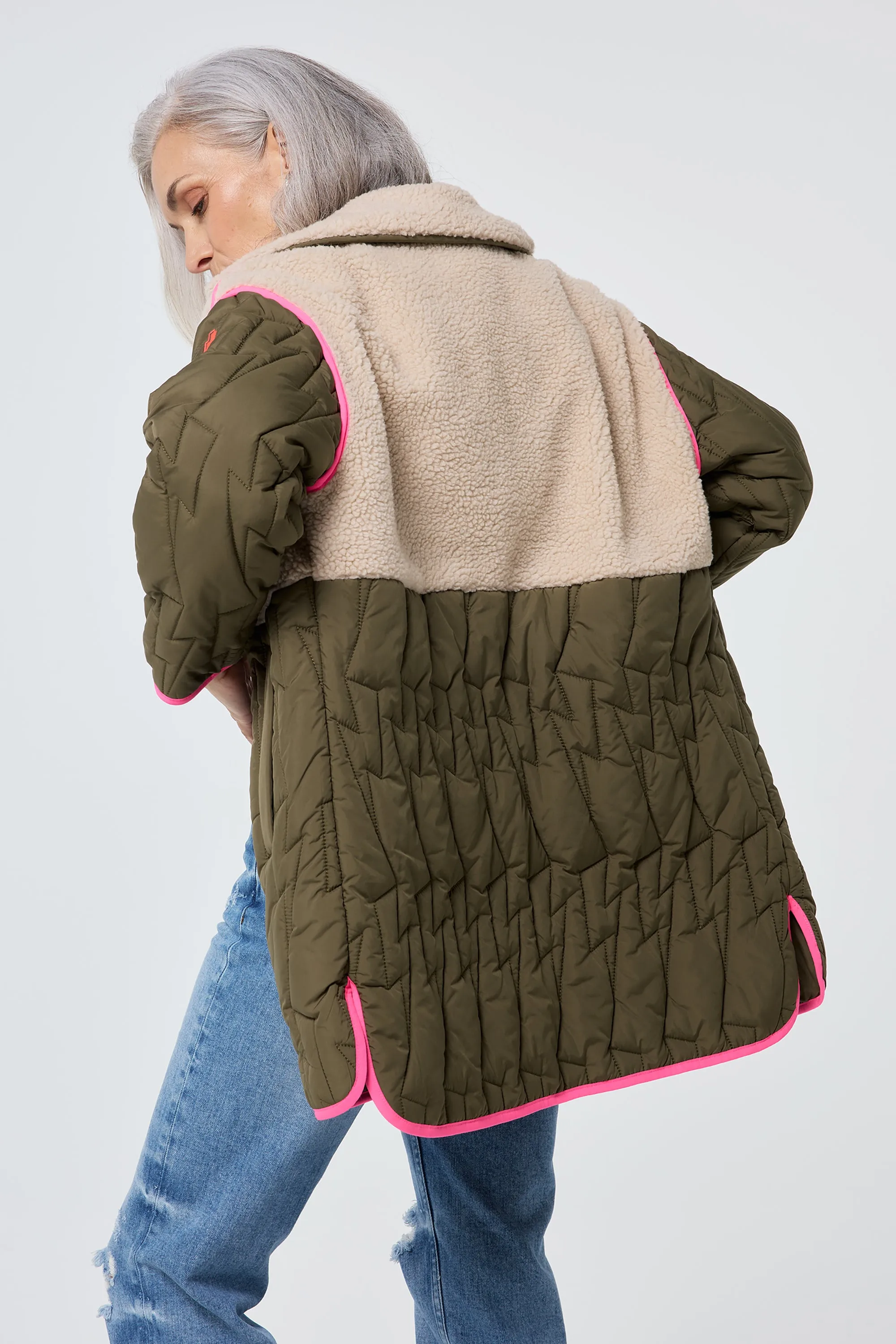 Quilted Khaki Lightning Bolt with Borg Coat