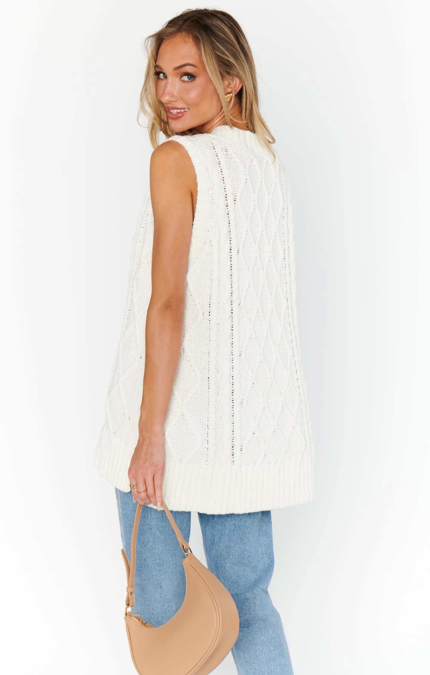 Reid Sweater Vest ~ Cream Cable Knit