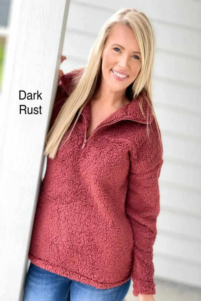 Soft Sherpa Half Zip Pullover With Pockets