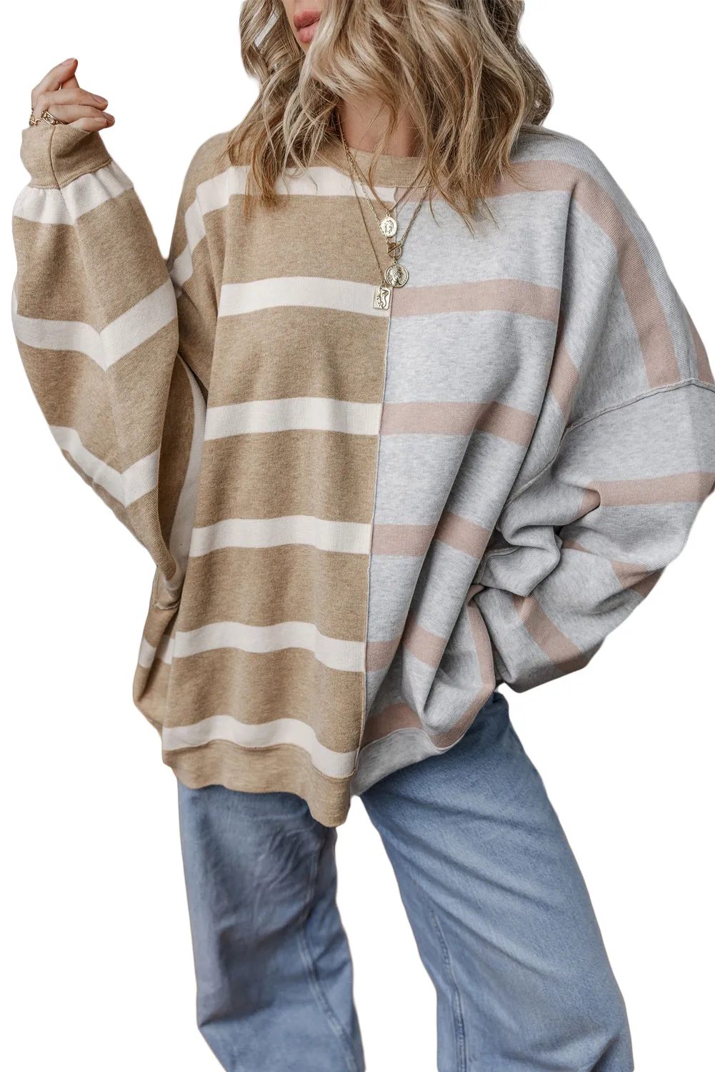 Stripe Colorblock Oversized Sweater