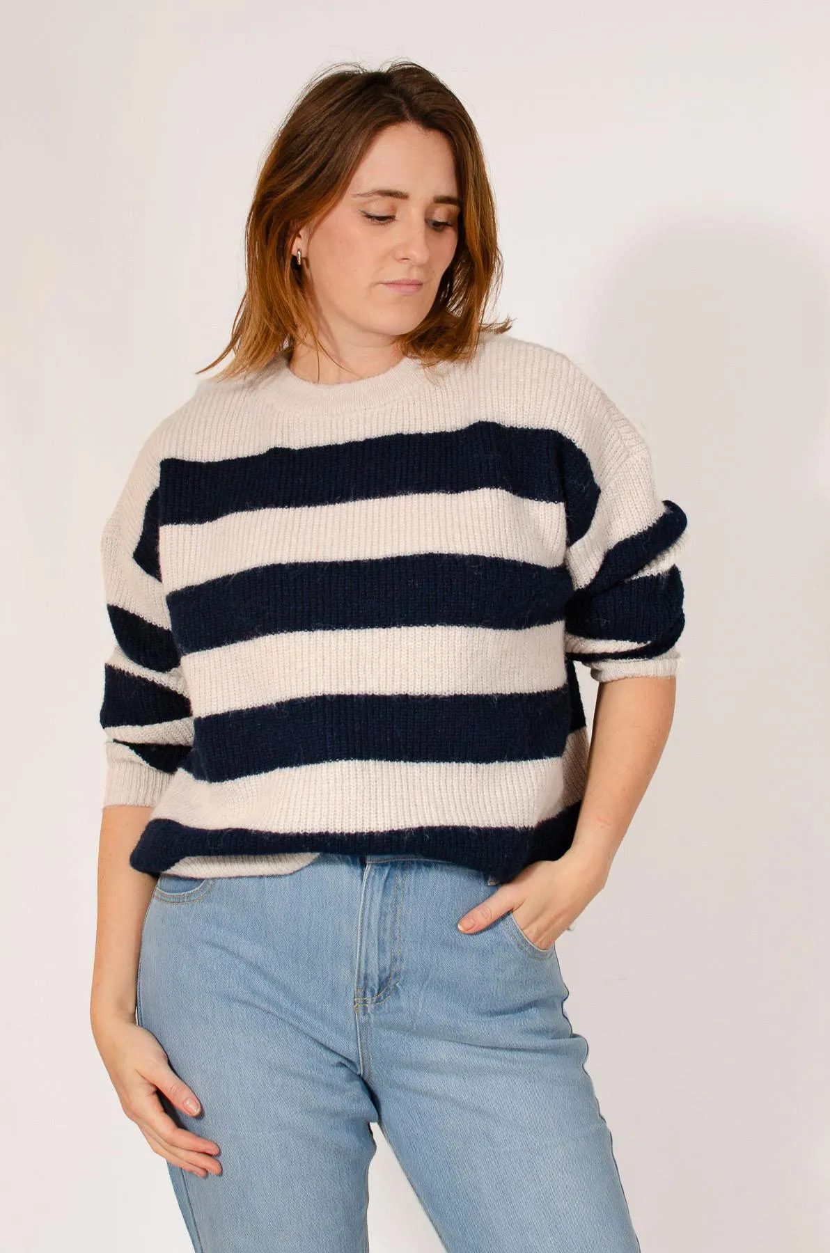 Striped Ribbed Knit Jumper