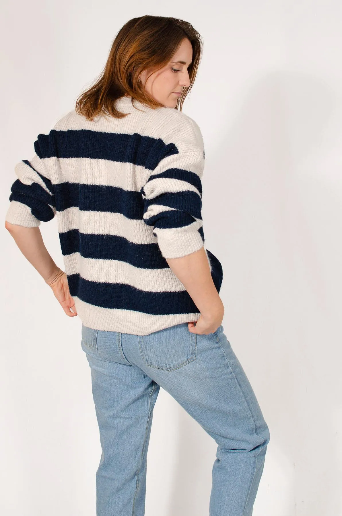 Striped Ribbed Knit Jumper