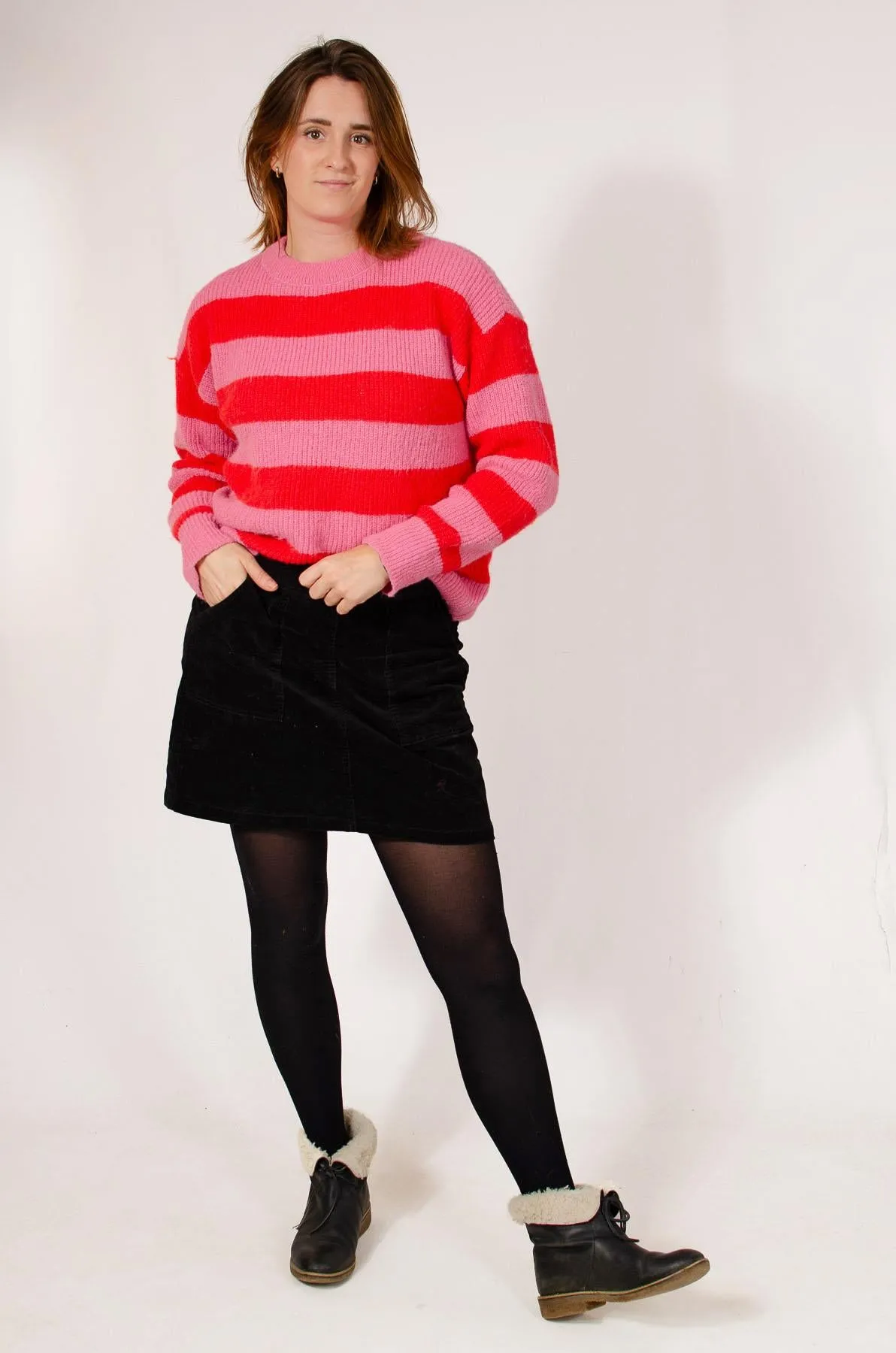 Striped Ribbed Knit Jumper