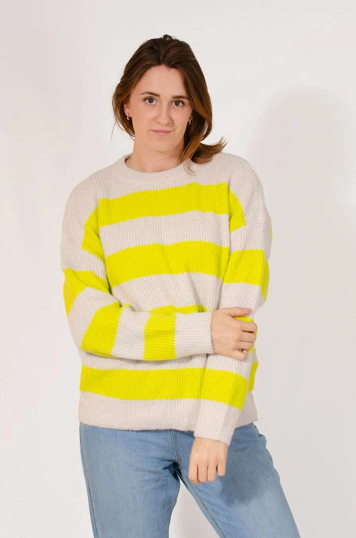 Striped Ribbed Knit Jumper