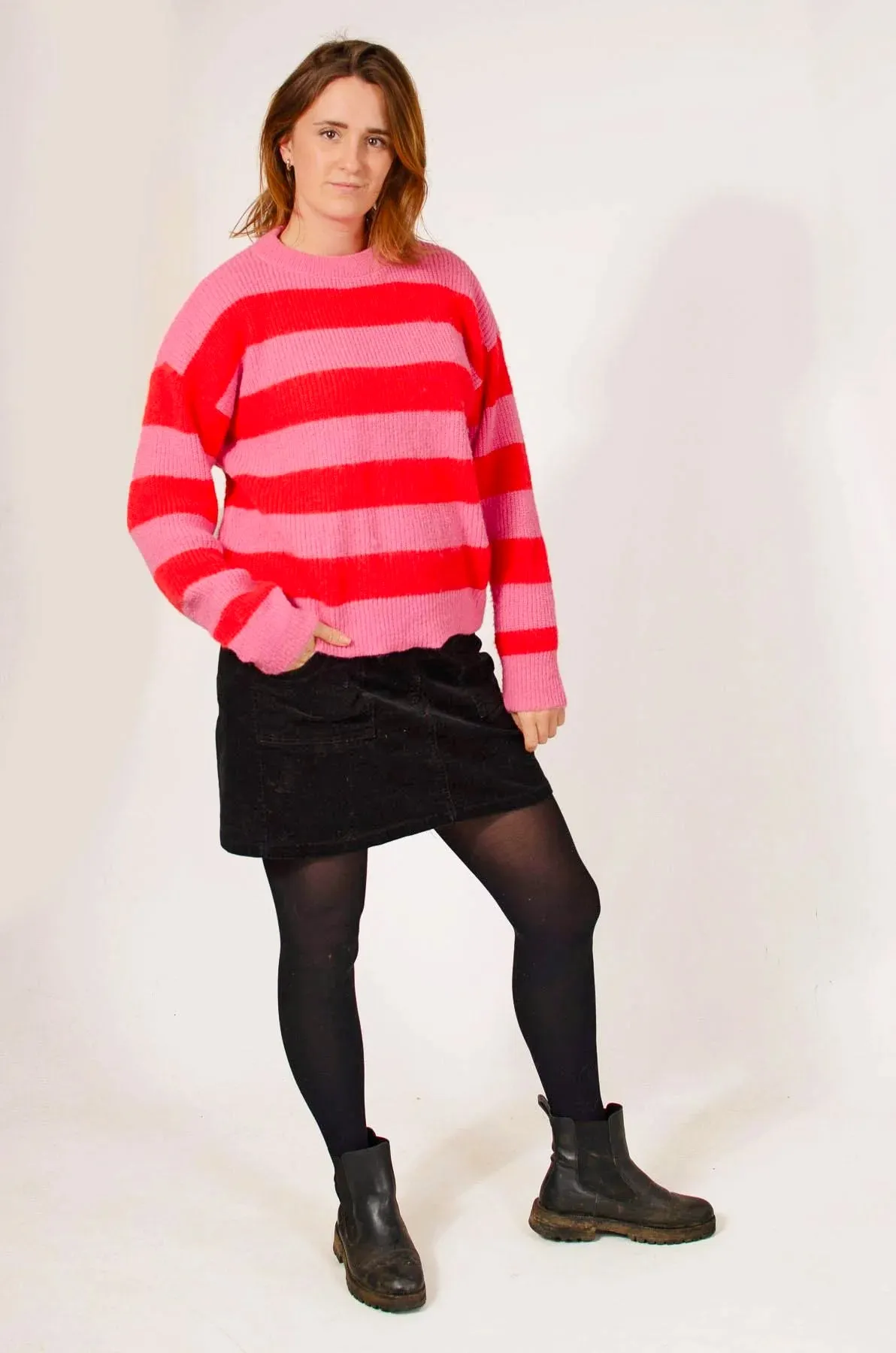 Striped Ribbed Knit Jumper