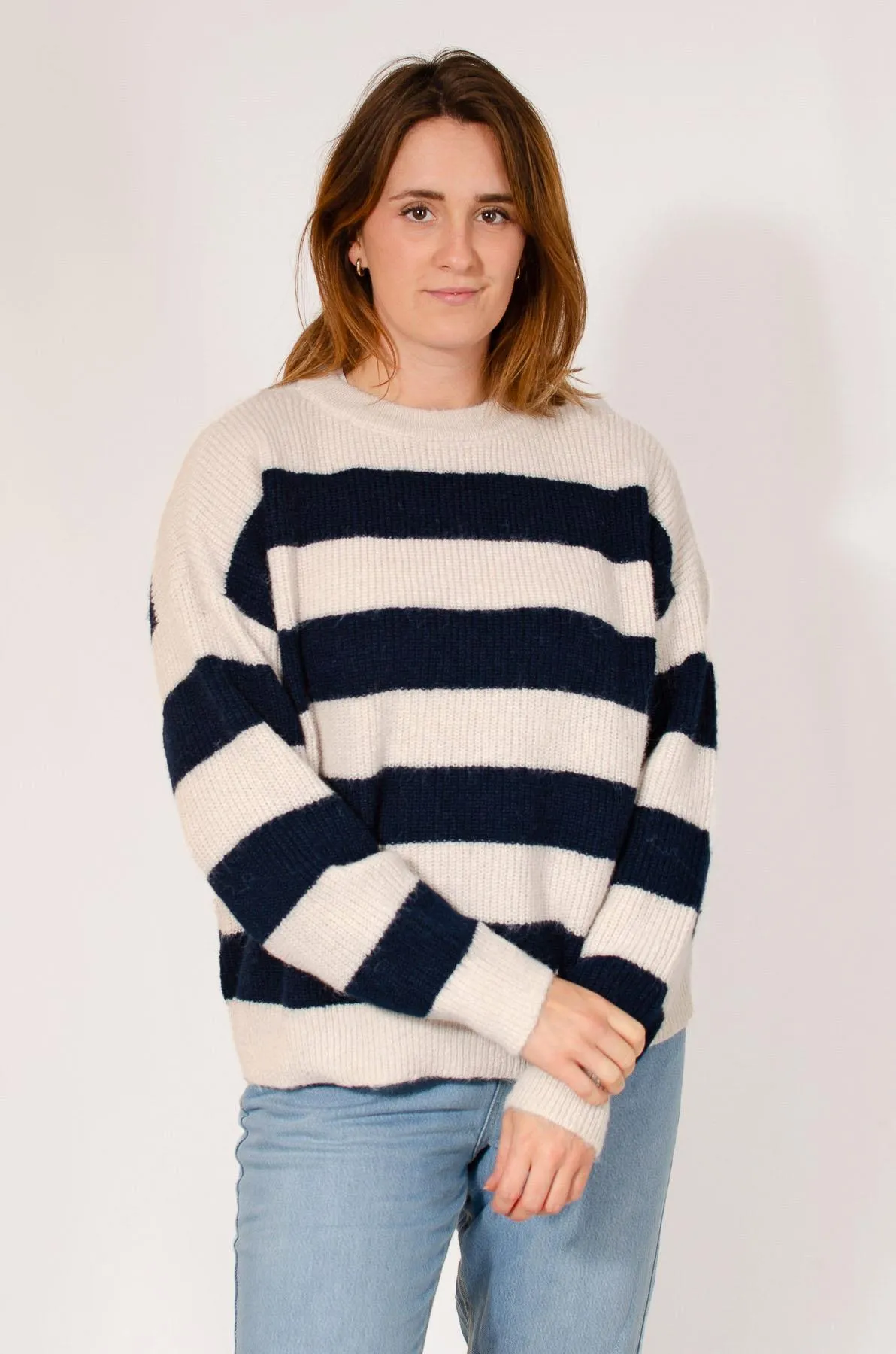 Striped Ribbed Knit Jumper