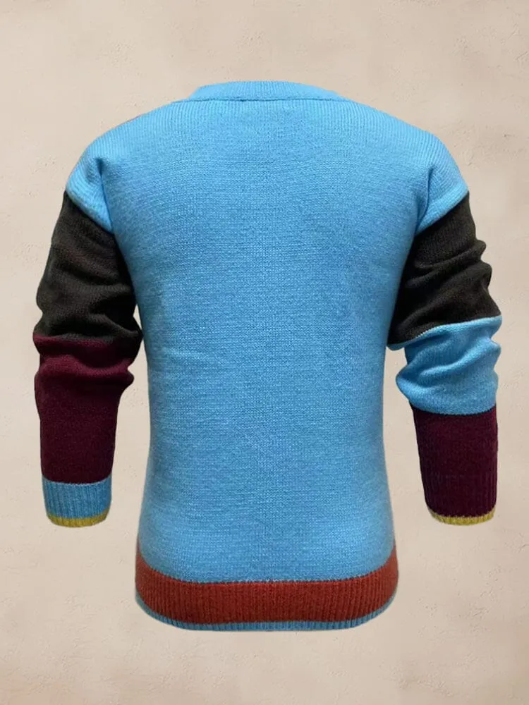 Stylish Splicing Pullover Sweater