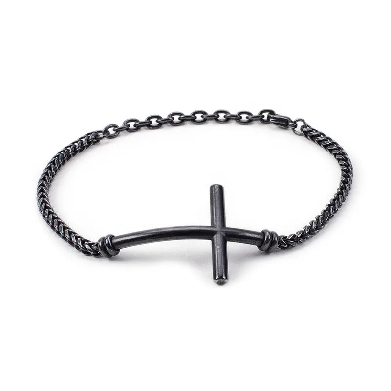 stylish titanium steel cross bracelet for versatile men