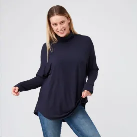 Swing Turtle Neck Top in Midnight Marle