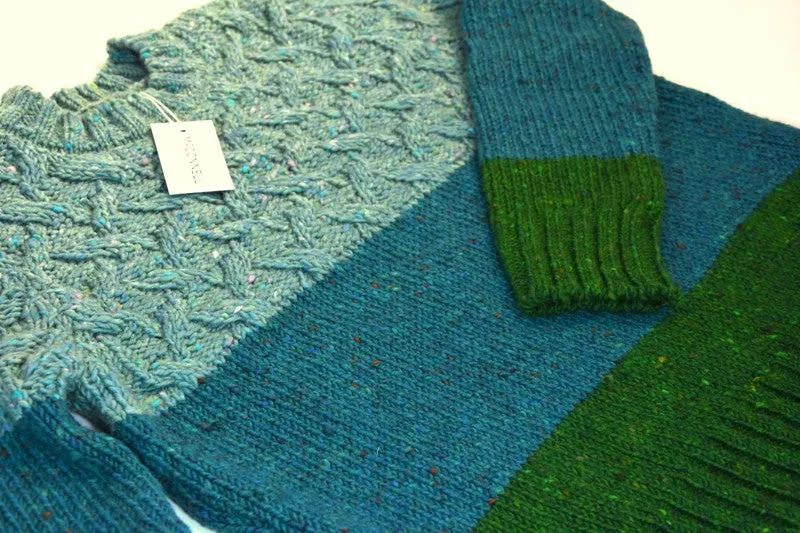 Tri Band Sweater – Light Blue, Teal and Emerald – McConnell