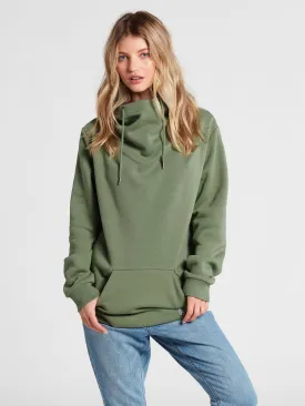 Walk on by High Neck Hoodie - Light Army