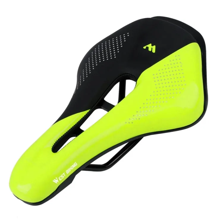 WEST BIKING Cycling Seat Hollow Breathable Comfortable Saddle Riding Equipment(Fluorescent Green)