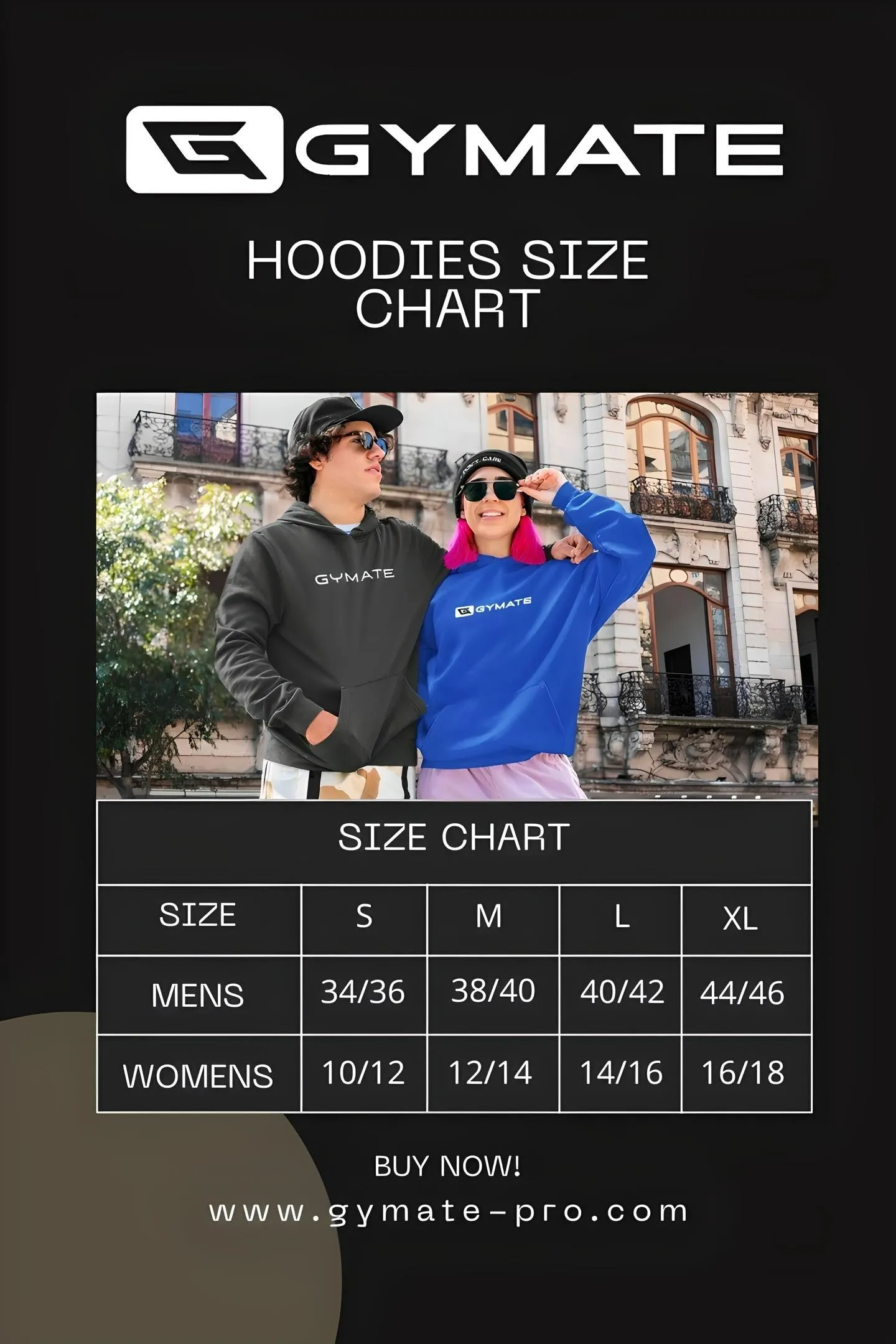 Womens Designer Hoodies Original Gymate [chest]